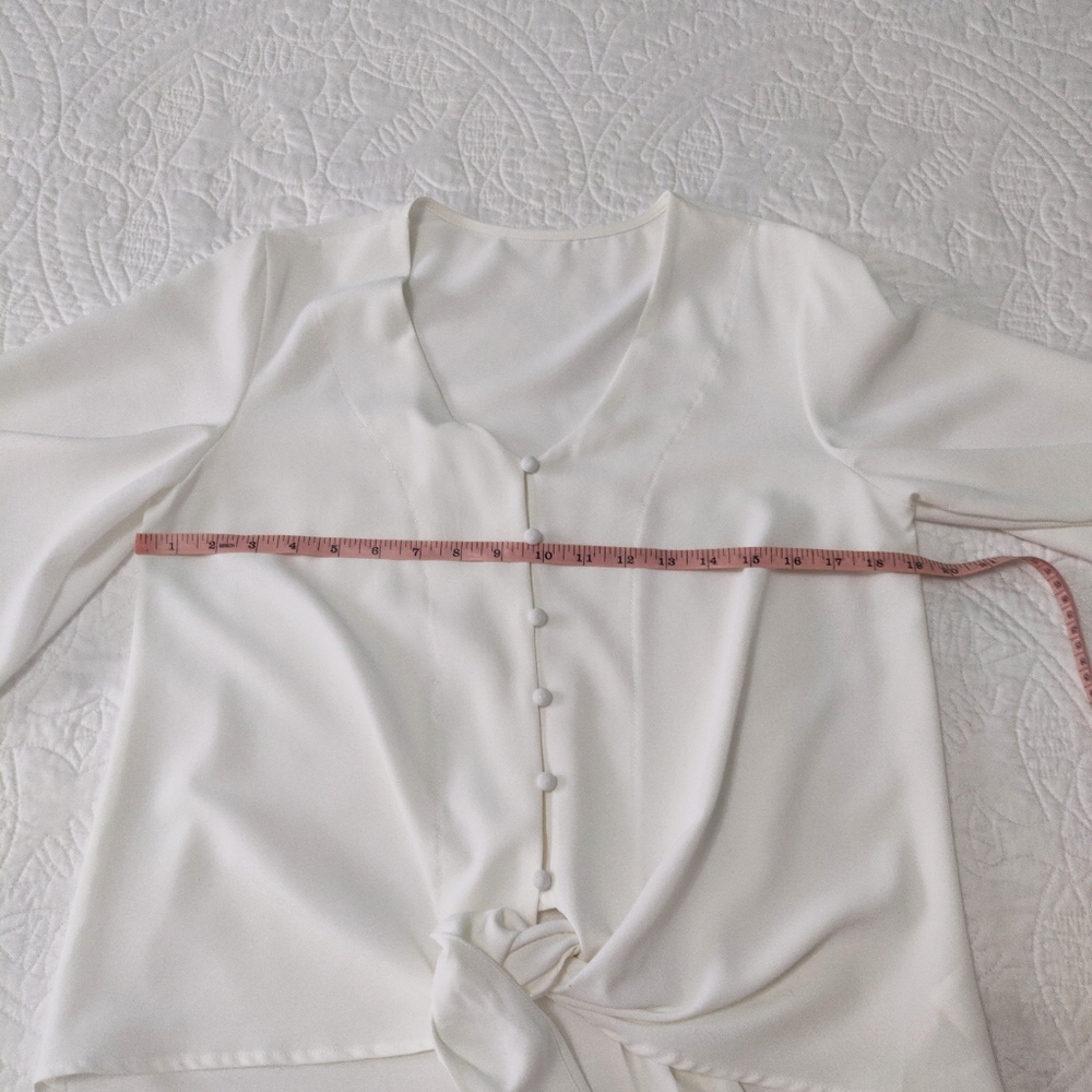 Off white tie up blouse. - Picture 2 of 6